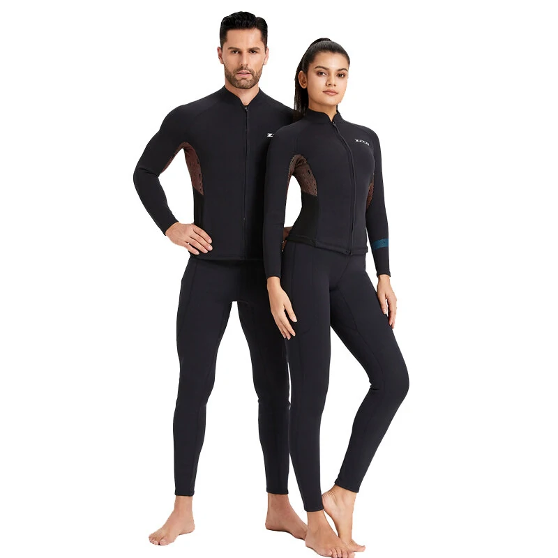 (image for) ZCCO Men Wetsuit 1.5mm Neoprene UV Protection Comfortable Front Zipper Surfing Long Sleeve Cold-proof Diving Top